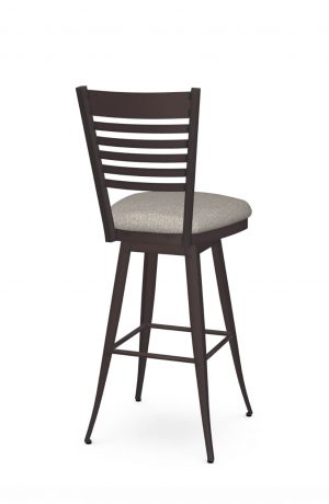 Amisco's Edwin Transitional Metal Swivel Bar Stool with Ladder Back and Seat Cushion - Back View