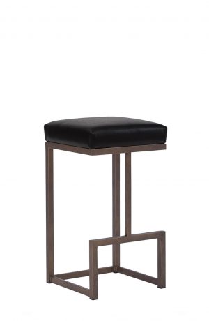 Wesley Allen's Hugo Modern Backless Bar Stool with Square Seat Sled Base in Espresso Brown