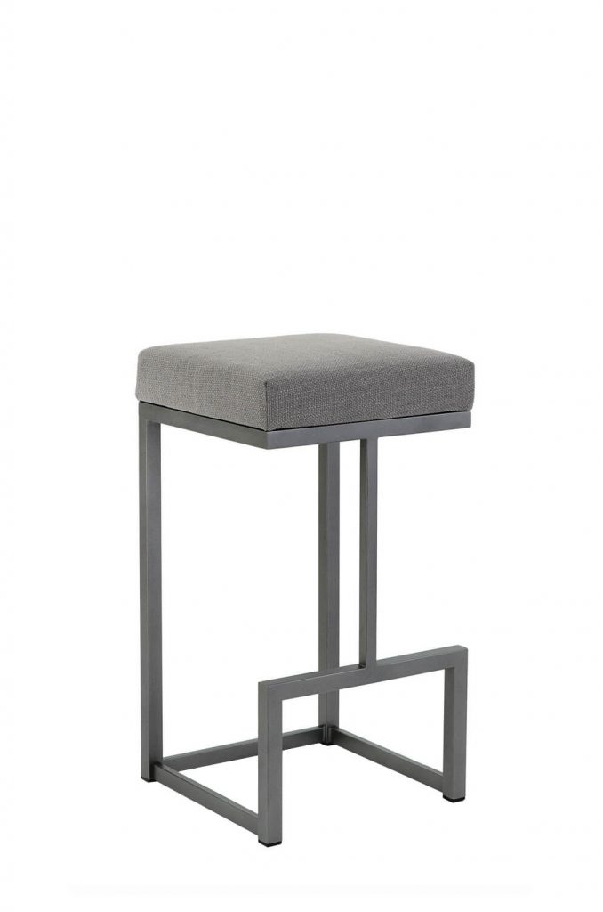 Wesley Allen's Hugo Modern Gray Backless Stool with Square Sled Legs and Seat Cushion