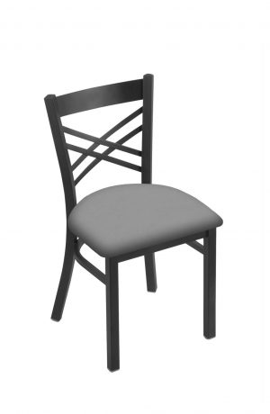 Holland's #620 Catalina Dining Chair in Pewter Metal Finish and Gray Seat Cushion