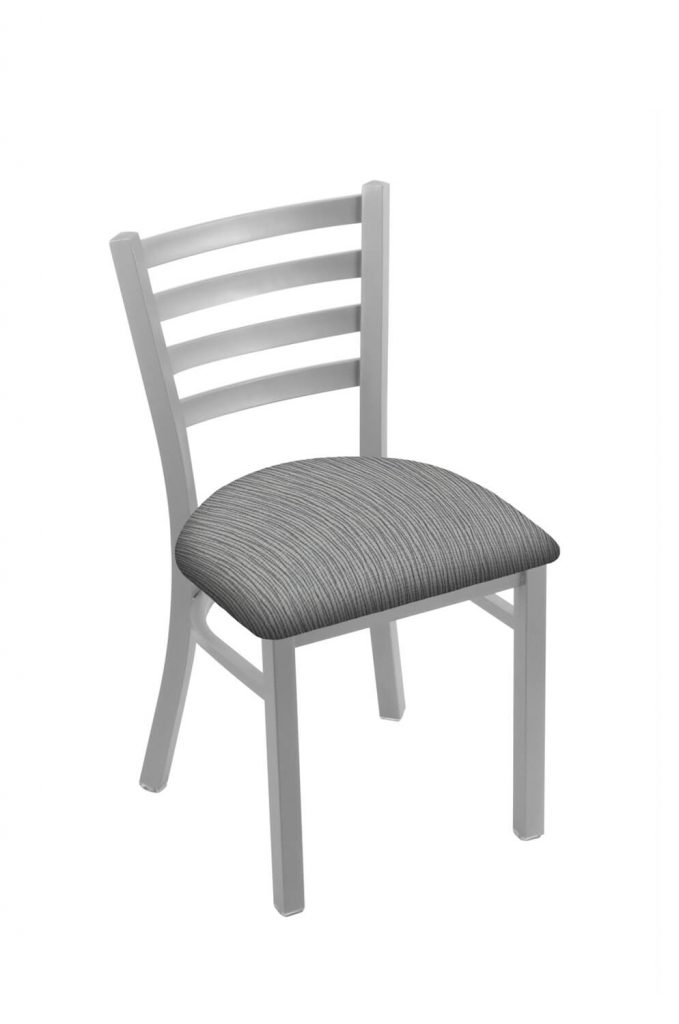 Holland's #400 Jackie Dining Chair in Nickel Metal Finish and Gray Seat Cushion