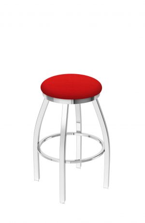 Holland's Misha #x802 Big and Tall Backless Swivel Stool in Chrome Metal Finish and Red Seat Cushion