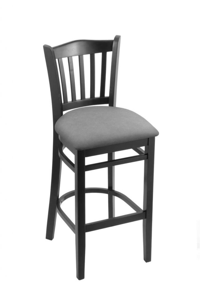 Holland's Hampton 3120 Wooden Barstool in Black Wood Finish and Grey Vinyl Seat