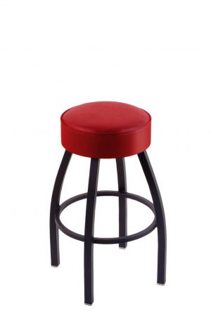 C8B1 Classic Series Backless Swivel Stool with Red Seat Cushion