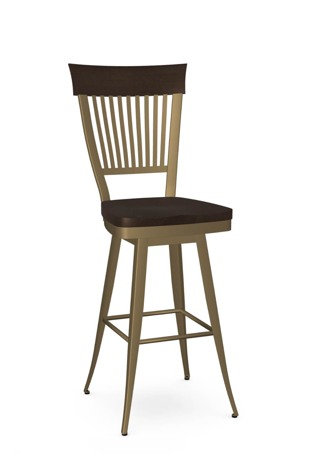 Amisco's Annabelle Gold Swivel Bar Stool with Wood Back and Seat