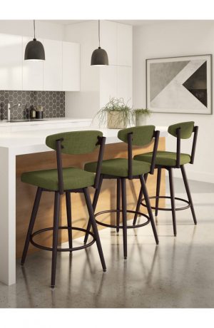 Amisco's Wilbur Scandinavian Swivel Bar Stools in Modern White Bright Kitchen