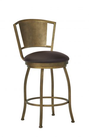 Wesley Allen's Berkeley Brass Swivel Bar Stool with Back