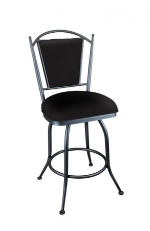 Wesley Allen's Durham Gray and Black Swivel Bar Stool Upholstered