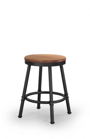 Trica's Sal Backless Swivel Metal Bar Stool with Wood Seat