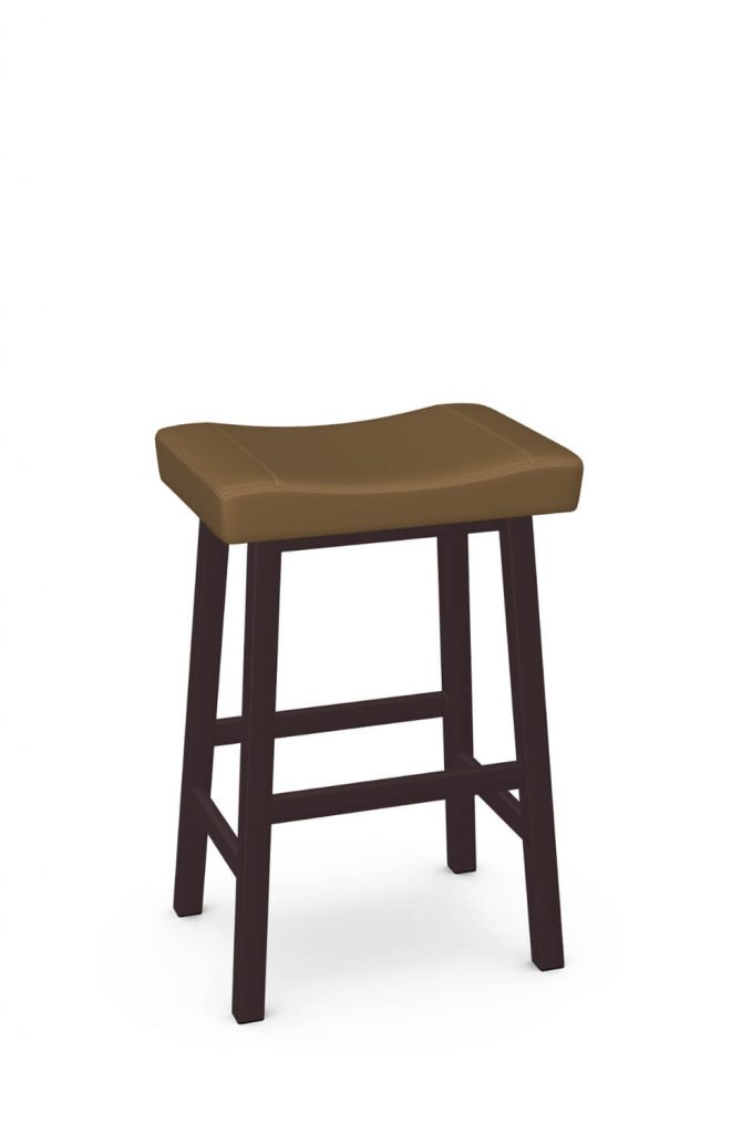 Amisco's Miller Backless Brown Saddle Bar Stool