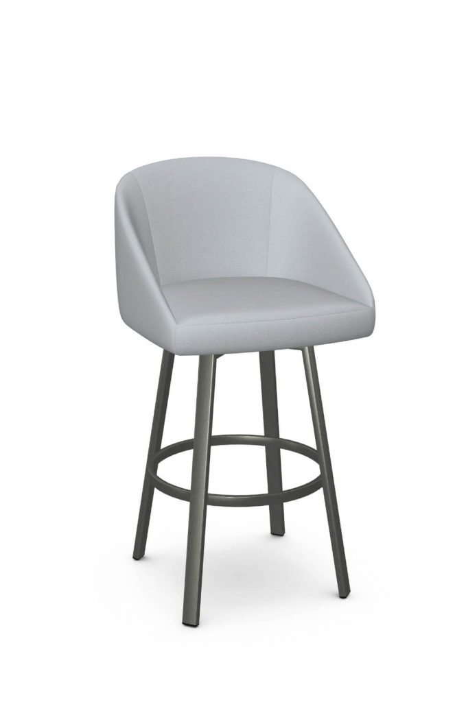 Amisco's Wembley Silver Modern Swivel Bar Stool with Blue Cushion