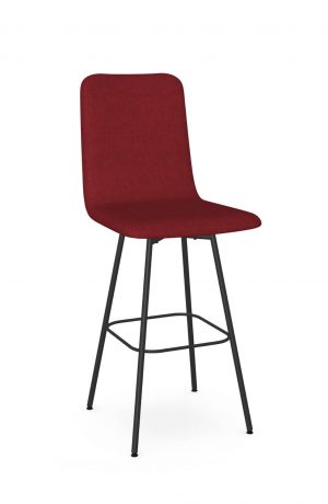 Amisco's Bray Black Metal Swivel Bar Stool with Red Fabric