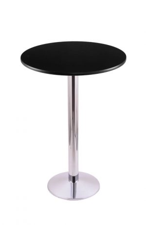 Holland's #214-16 Table with Chrome Base and Black Round Top