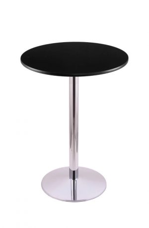 Holland's #214-22 Table with Chrome Base and Black Round Top