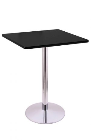 Holland's #214-22 Table with Chrome Base and Black Square Top