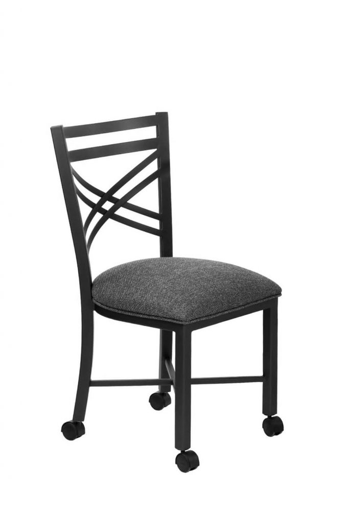 Wesley Allen's Raleigh Black and Gray Metal Dining Chair with Casters/Wheels on Feet