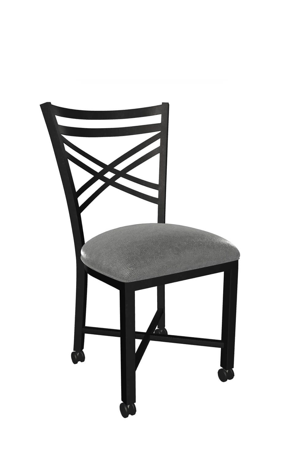 Wesley Allen's Raleigh Black Caster Dining Chair with Cross Back