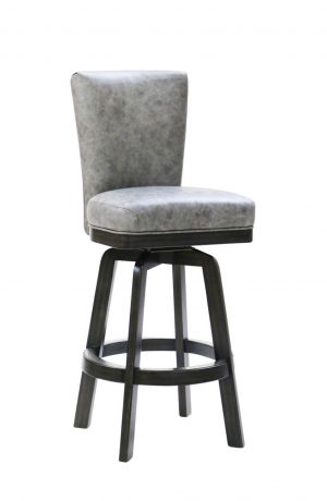 Darafeev's 917 Swivel Wood Bar Stool with Gray Leather Back