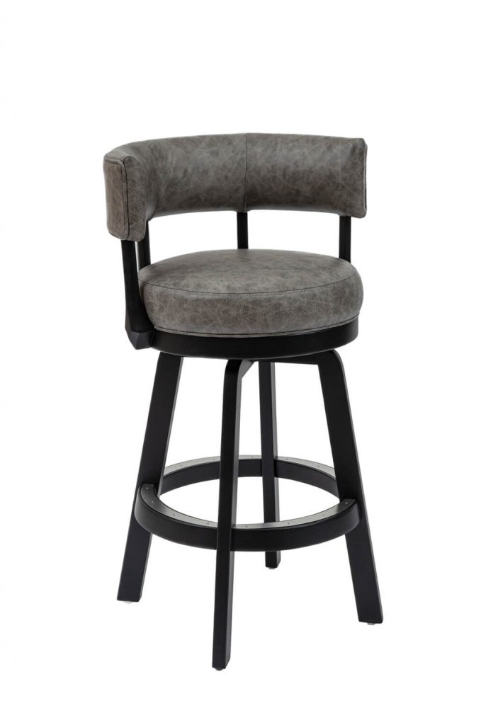 Darafeev's Ace Wooden Modern Swivel Bar Stool with Low Back in Gray and Black