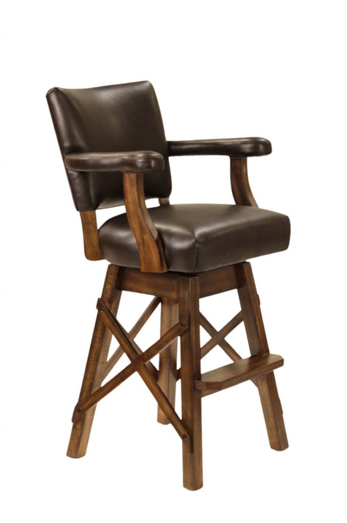 Darafeev's El Dorado Brown Wood Swivel Bar Stool with Arms