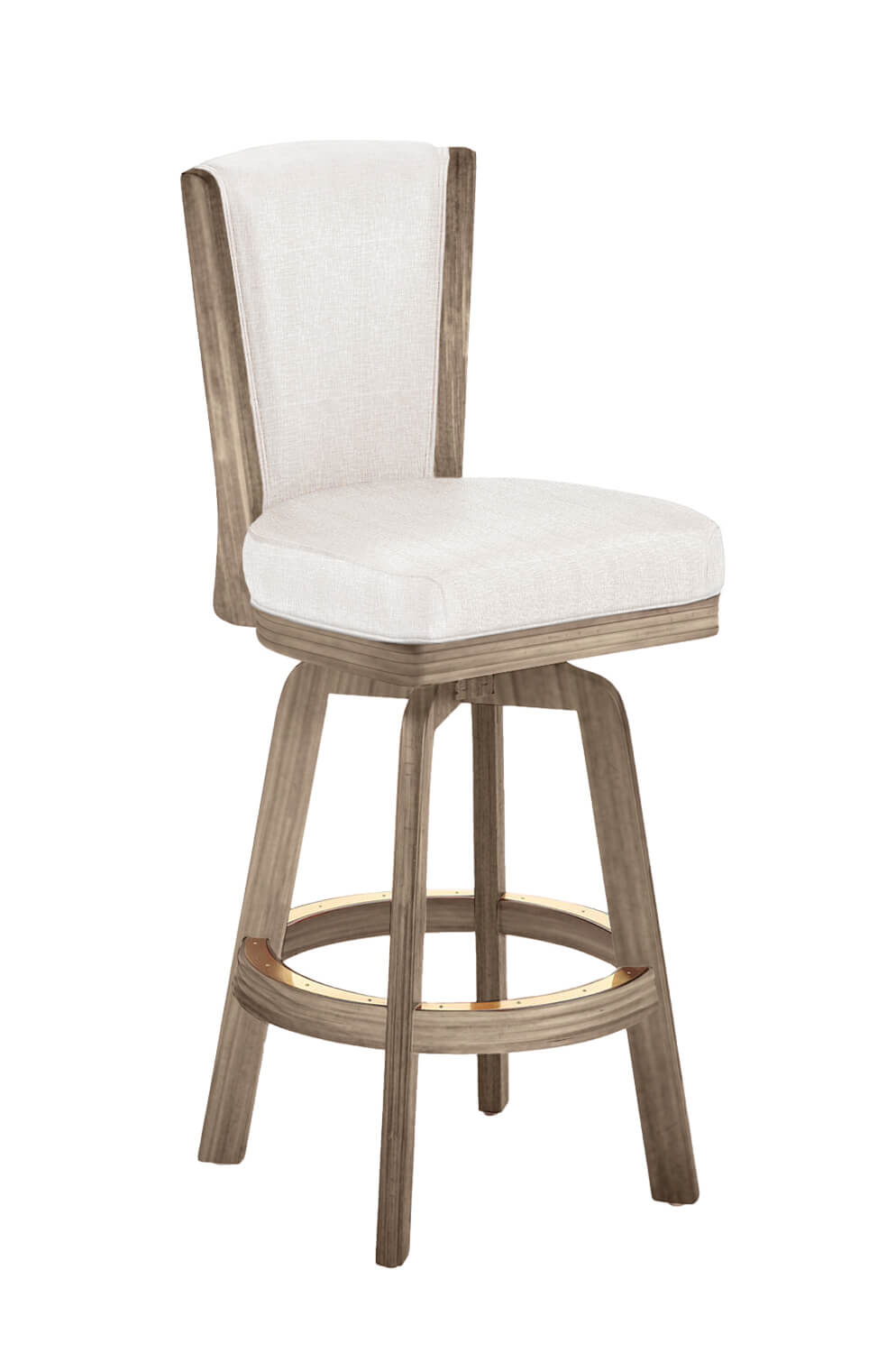 Darafeev's 915 Rustic Pewter Wood Swivel Bar Stool with Light Tan Fabric