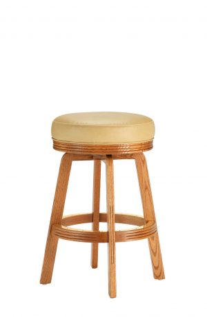 Darafeev's 438 Bartender Swivel Backless Bar Stool in Oak Wood