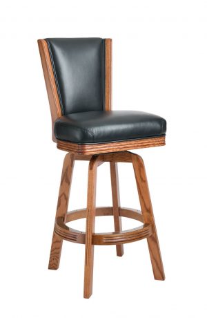 Darafeev's 615 Oak Upholstered Swivel Bar Stool with Back in Leather