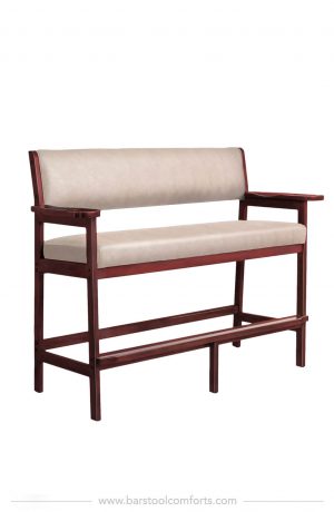 Darafeev's 907 Barstool Bench with Arms in Cherry Wood Finish and Leather