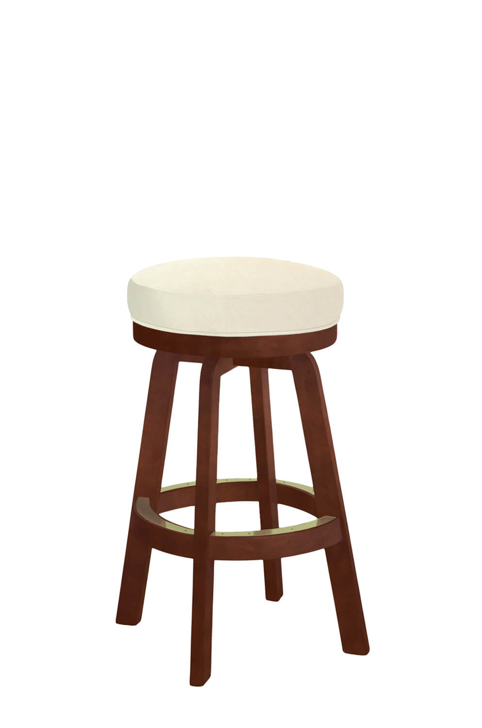 Darafeev's 965 Cherry Wood Backless Bar Stool with Cream Seat Cushion