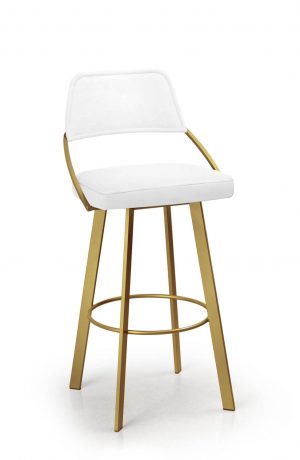 Trica's Wish Gold Metal Bar Stool with White Fabric