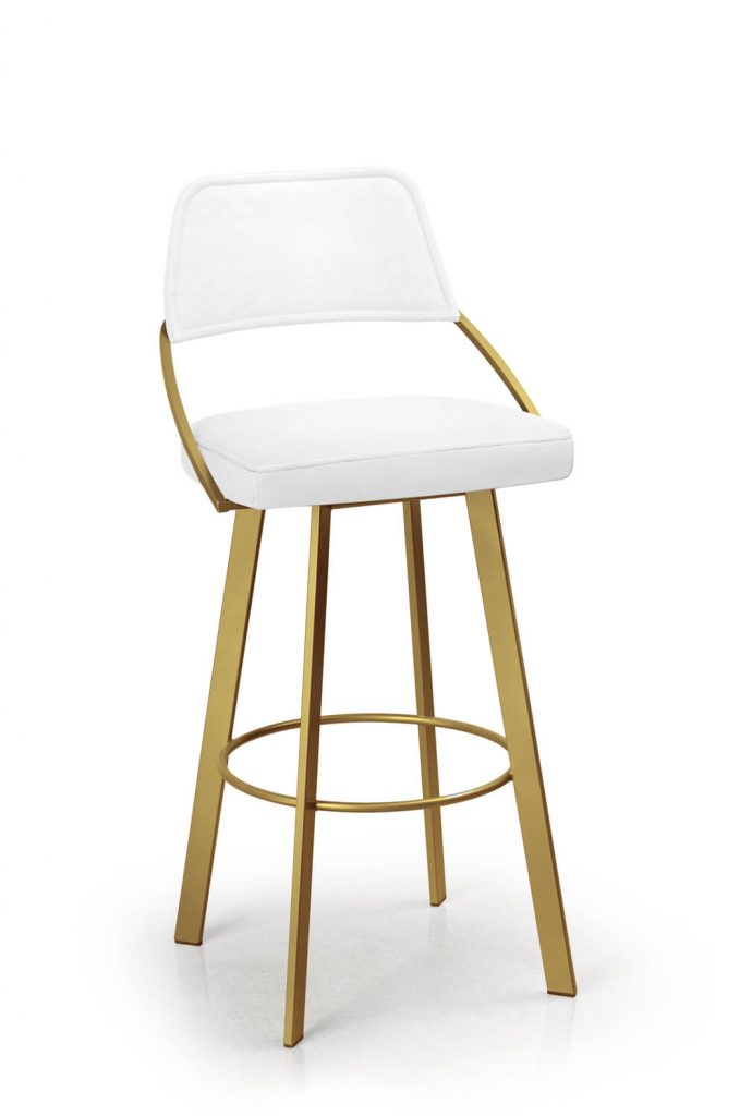 Trica's Wish Gold Metal Bar Stool with White Fabric