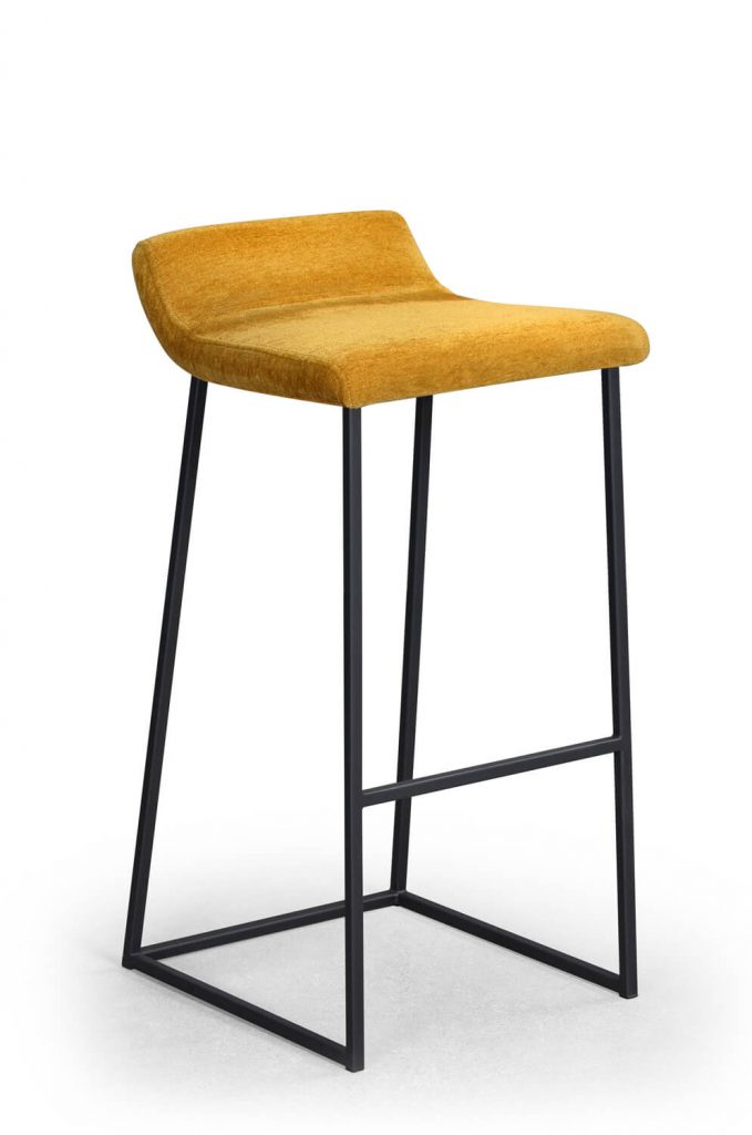 Trica's Zoey Low Back Modern Kitchen Bar Stool in Carbon Metal Finish and Loft 015 Orange Seat/Back Cushion