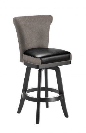 Darafeev's Dara Wood Upholstered Swivel Bar Stool with Leather Seat and Fabric Back