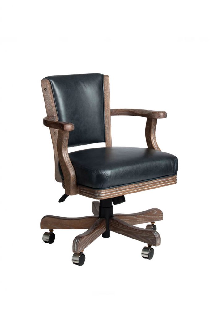 Darafeev #660 Wood Game Chair with Arms and Casters - Adjustable Height - with Tilt Swivel