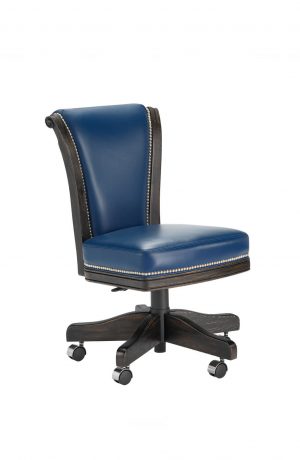 Darafeev's Classic Flexback Upholstered Oak Wood Game Chair with Nailhead Trim