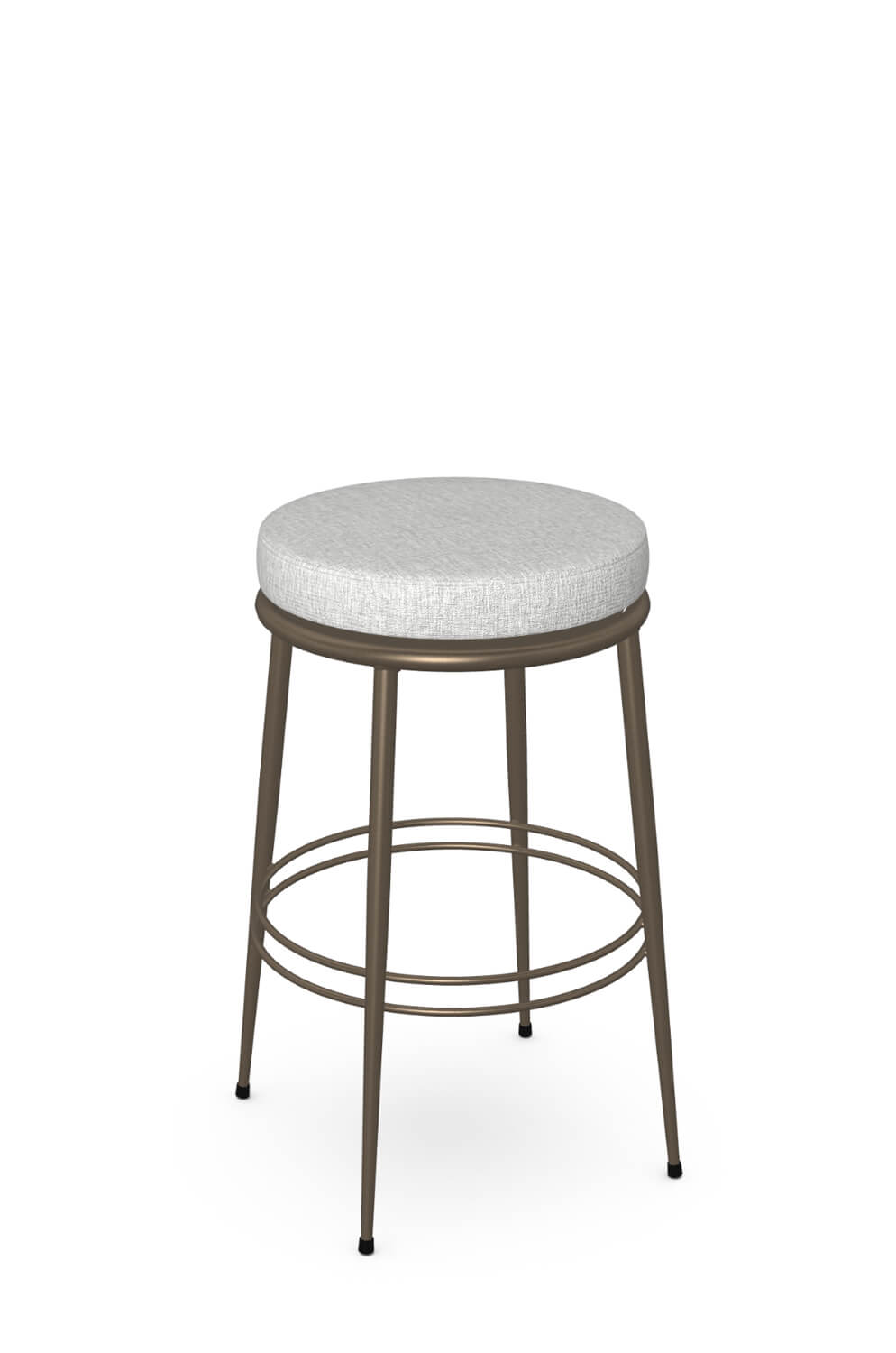 Amisco's Glenn Bronze Backless Circular Bar Stool with Gray Fabric