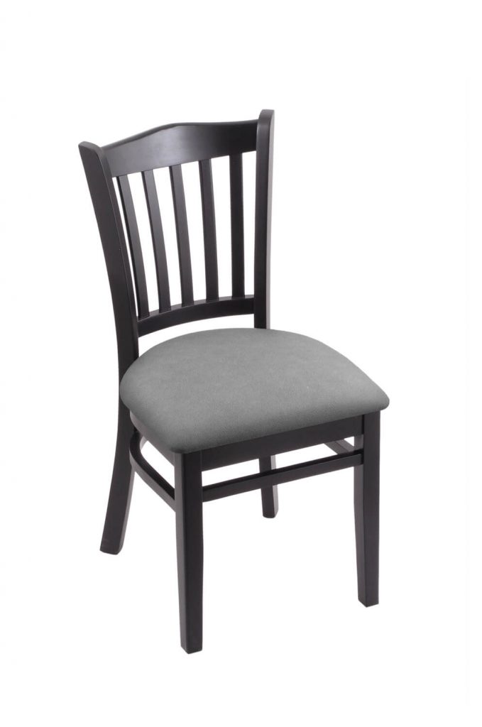 Holland's 3120 Black Wood Dining Chair in Canter Folkstone Grey Vinyl