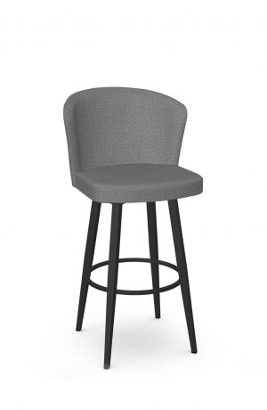 Amisco's Benson Modern Metal Upholstered Swivel Bar Stool in Black and Gray