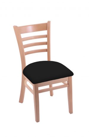 Holland's 3140 Hampton Natural Wood Dining Chair in Black Seat Cushion