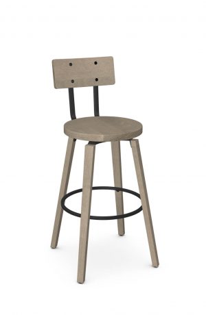 Amisco's Esteban Beach Wood Swivel Bar Stool with Back