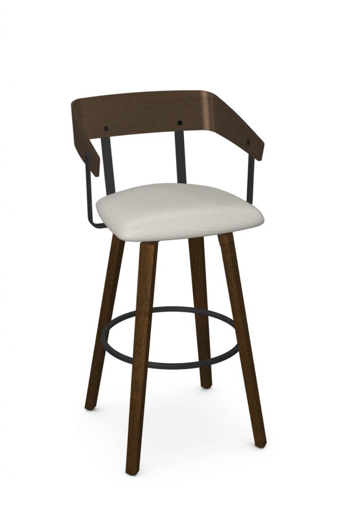 Amisco's Zao Modern Rustic Wood Bar Stool with Back in Brown