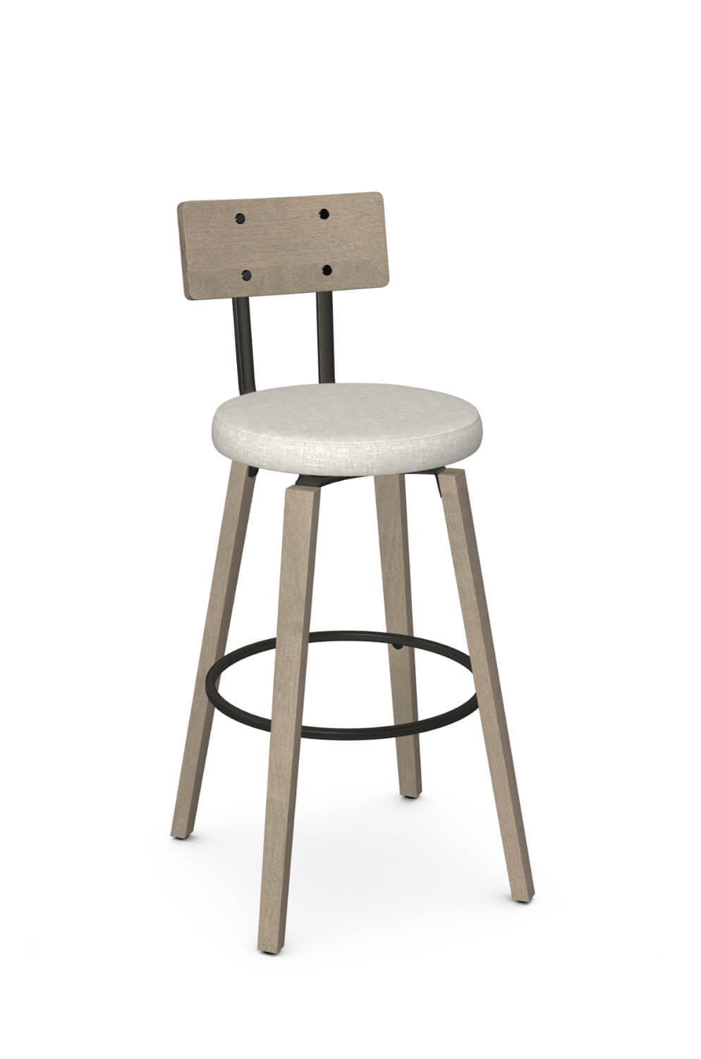 Amisco's Esteban Beach Wood Swivel Bar Stool with Wood Back and Seat Cushion