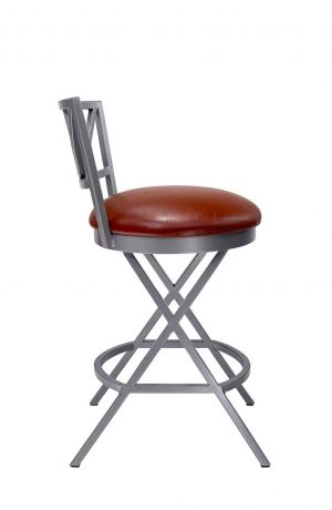 Wesley Allen's Gwen Modern Non-Swivel Bar Stool with Back and Seat Cushion - Side View