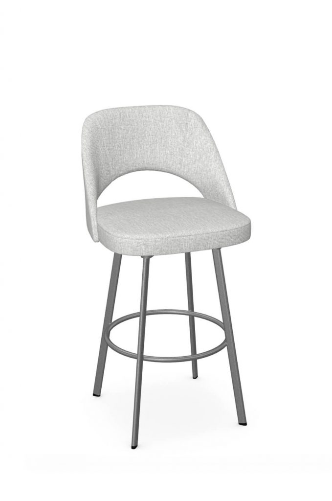 Amisco's Scarlett Modern Silver Bar Stool with Gray Seat Back Cushion