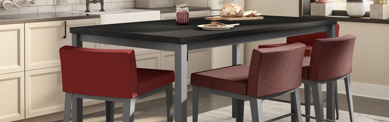 Featuring the Ethan XL stools by Amisco