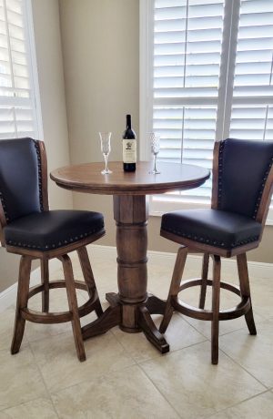 Darafeev's Del Mar Wood Pub Set with Round Top and Swivel Bar Stools