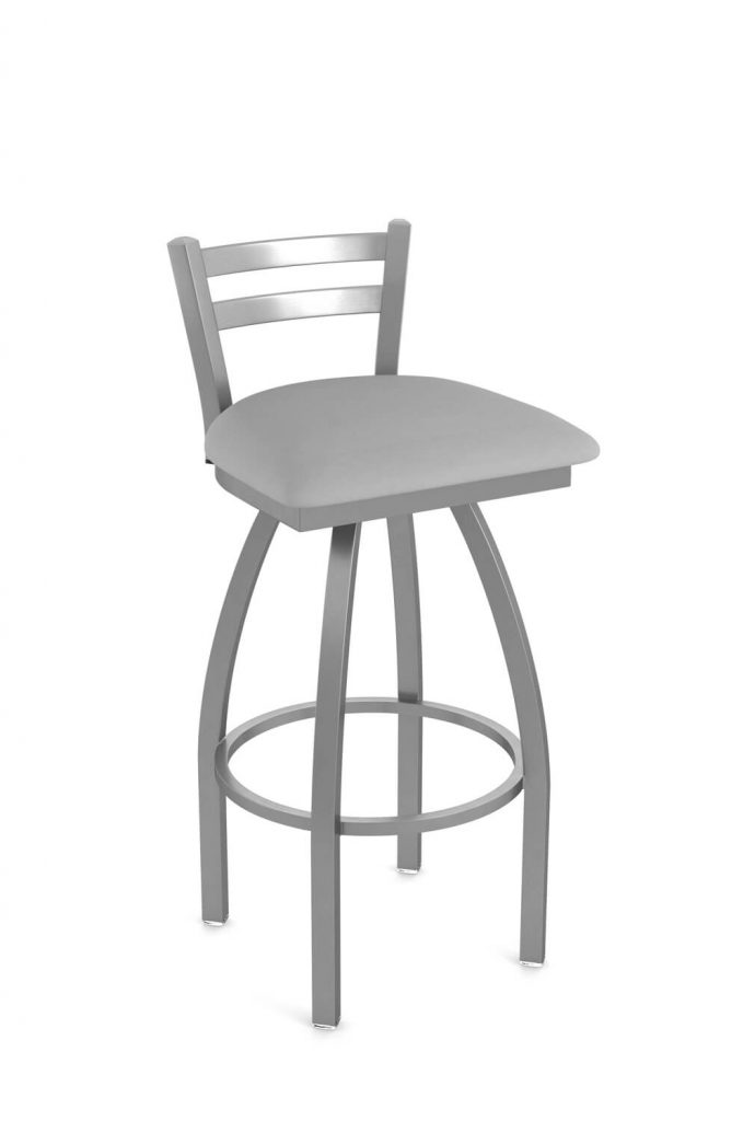 Holland's Jackie Outdoor Stainless Steel Bar Stool with Low Back - in Breeze Sidewalk Vinyl