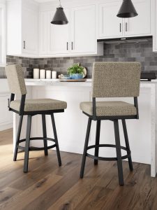 Kitchen Design Example with Mathilde Swivel Bar Stool in White Kitchen