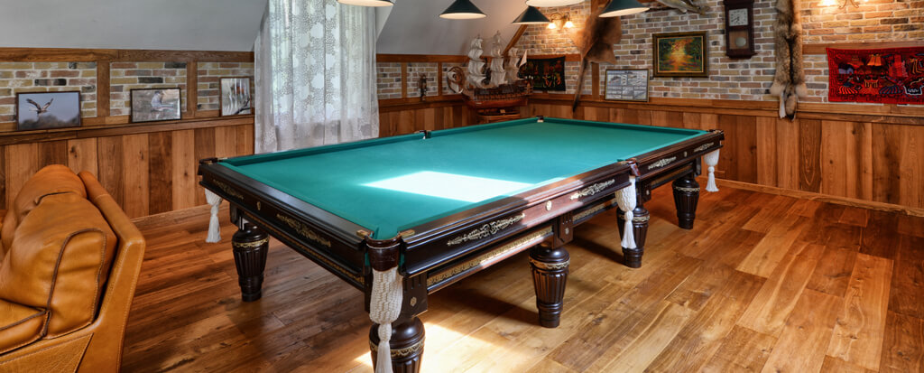 Man Cave Interior with Billiard Table