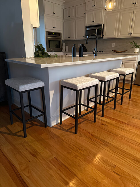 Amisco's Bradley Backless Black Bar Stools in Modern Kitchen